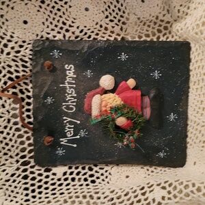 Slate stone Christmas plaque